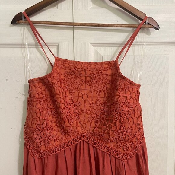 Live To Be Spoiled Womens Orange Crochet Square Neck Bohemian Mini Dress Medium - Picture 4 of 7